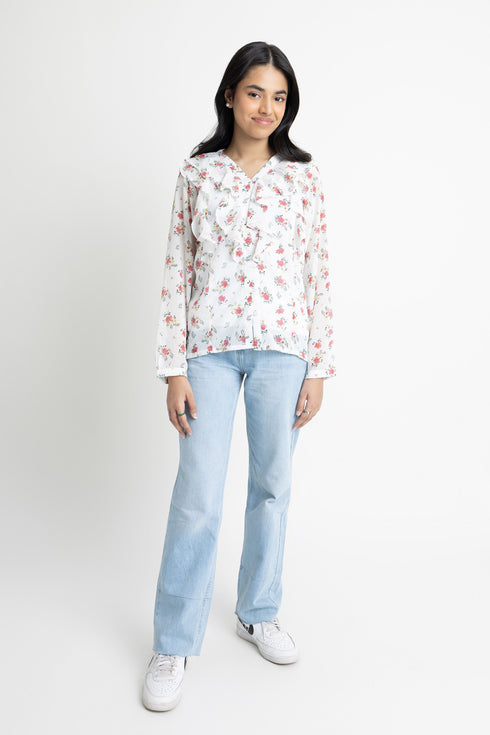 White Floral Top